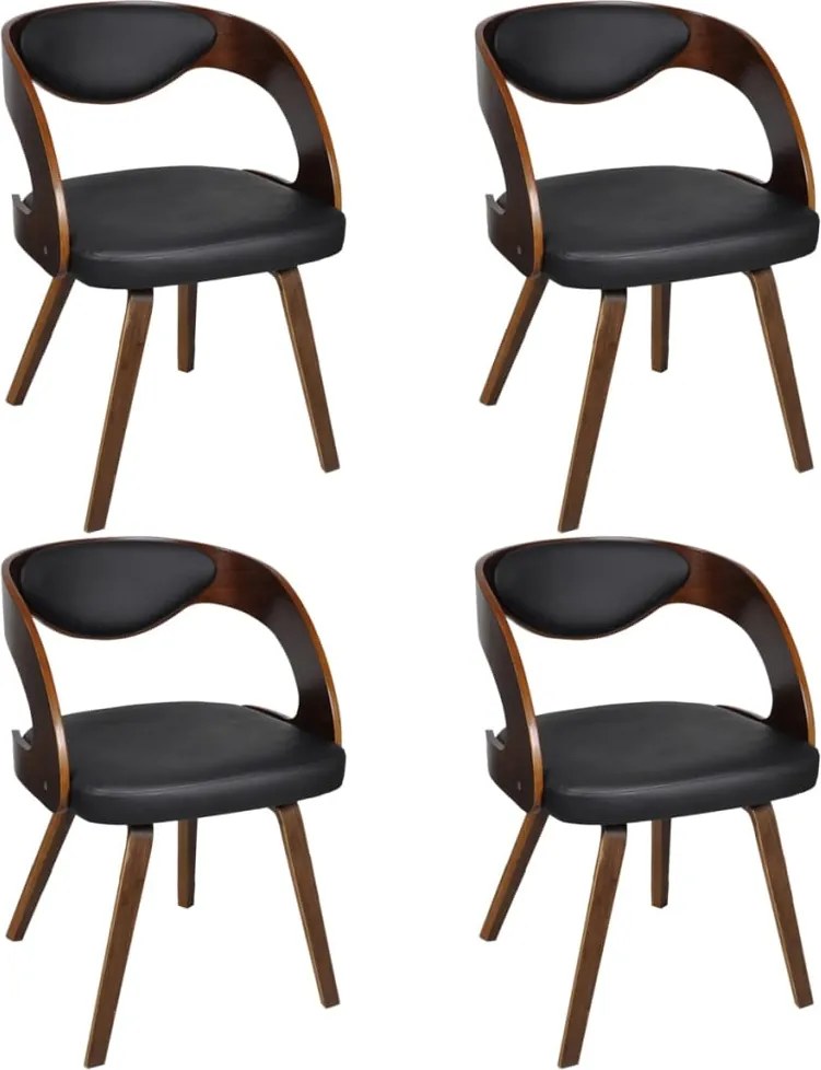 vidaXL Scaune de bucătărie 4 buc., maro, lemn curbat & piele ecologică
