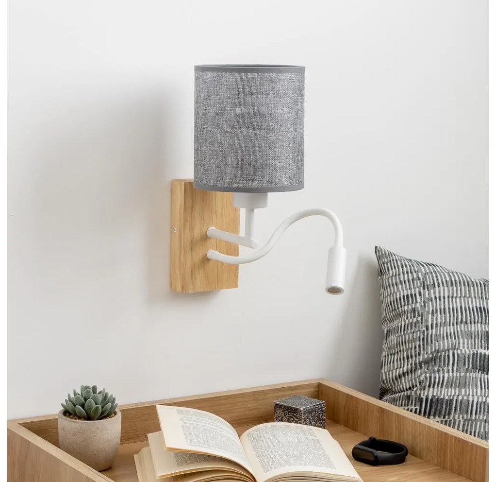 Lampă LED de perete Brilagi NUBILA WOOD 1xE27/25W/230V + LED/3W stejar/gri