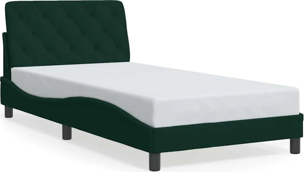vidaXL Cadru de pat fără saltea, verde închis, 100x200 cm, catifea