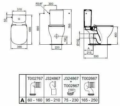 Vas wc pe pardoseala Ideal Standard Tesi AquaBlade pentru rezervor asezat