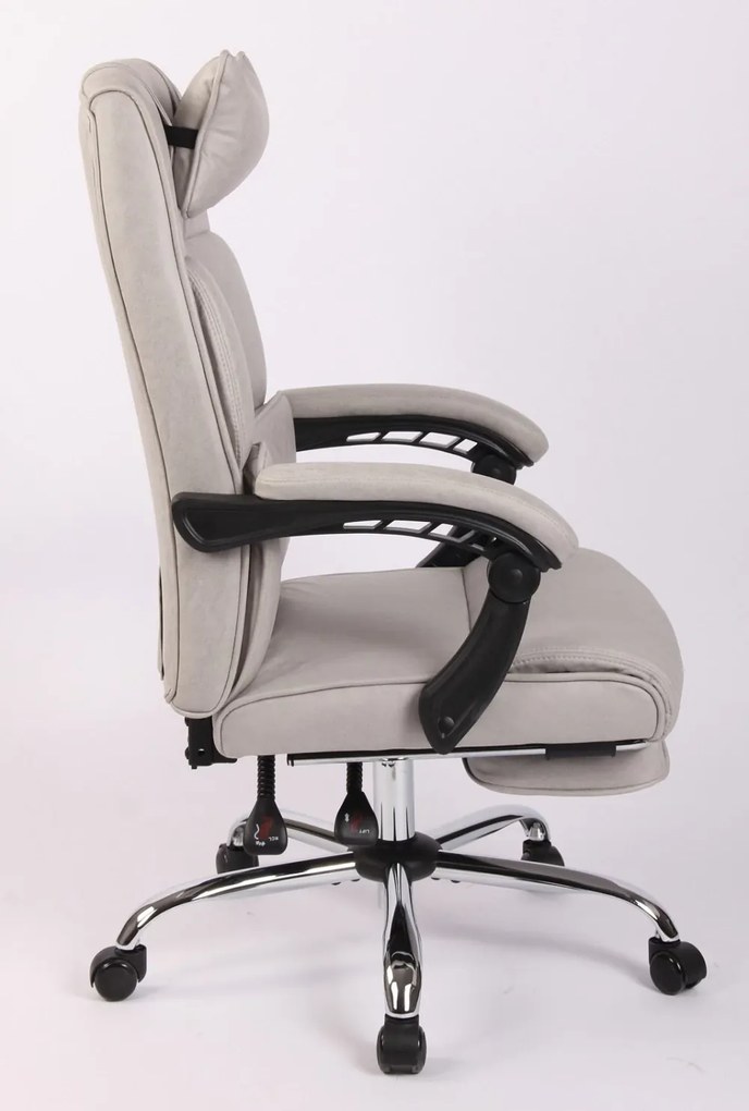 Scaun directorial, buretare generoasa, suport picioare, inaltime reglabila, piele PU Premium, Gri