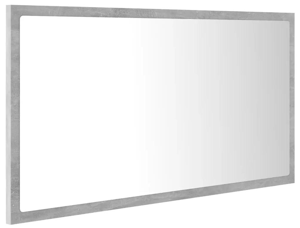 Oglinda de baie cu LED, gri beton, 80x8,5x37 cm, lemn prelucrat Gri beton