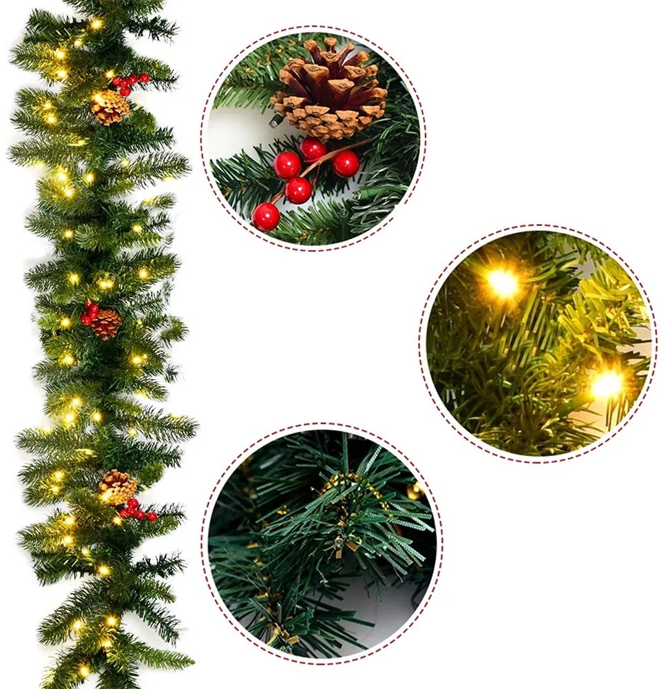 Ghirlandă de Crăciun cu 100 de lumini LED calde, 2,7 m