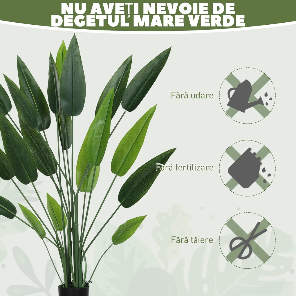 HOMCOM Plantă Artificială "Pasărea Paradisului" cu 20 de Frunze și Ghiveci | Aosom Romania