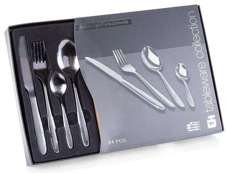 Set tacâmuri din oțel inoxidabil BLACK 24 buc