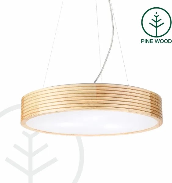 Lustră suspendată pe cablu NATURAL MODERN, 3xE27/15W/230V, Ø 47,5 cm, lemn de pin