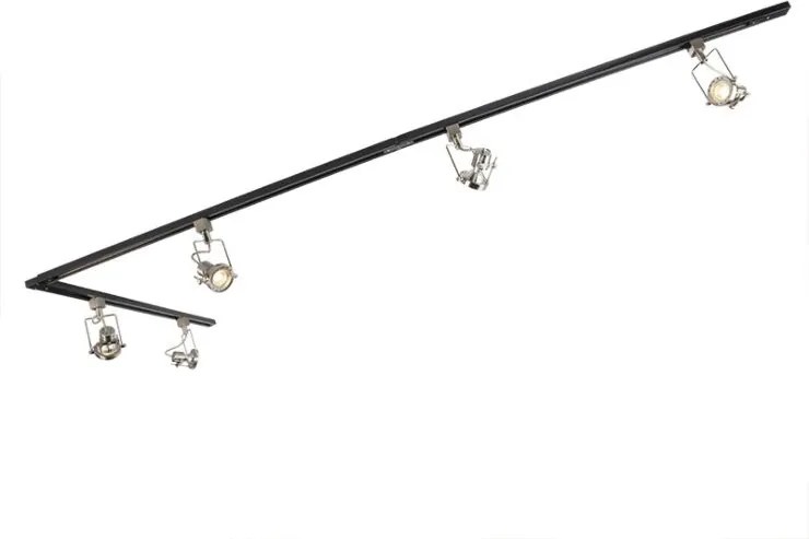 Sistem inteligent de șină monofazat negru cu oțel incl. 5 WiFi GU10 - Iconic Suplux