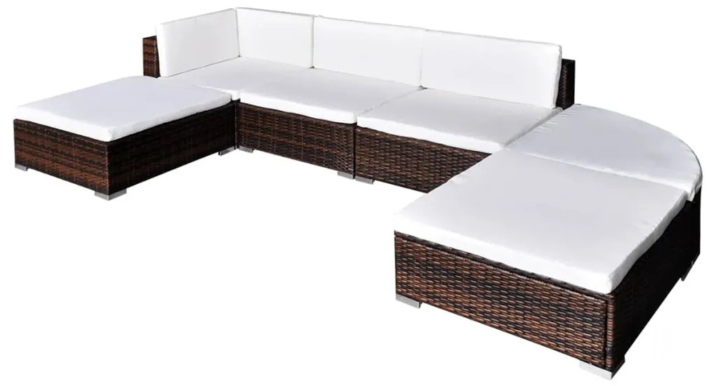 vidaXL Set mobilier de grădină cu perne, 6 piese, maro, poliratan