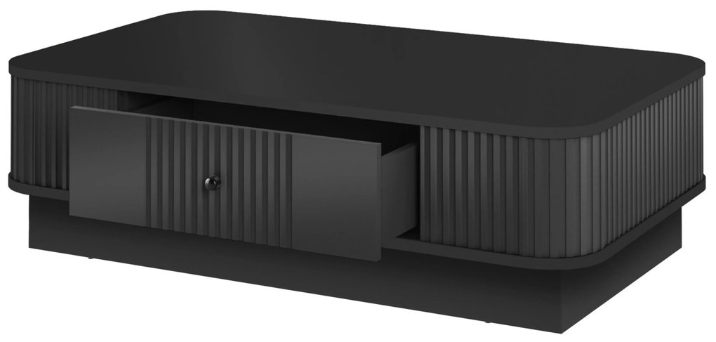 Masă de cafea cu sertar Vesper 103x60 cm pe soclu - negru / mâner negru