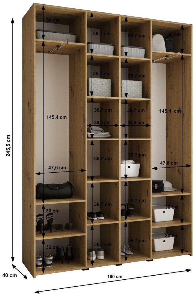 Dulap de haine 180 cm Carmela 40-4 (alb + Auriu). 1126666