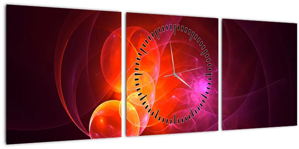 Tabloul modern cu abstracțiune roz (cu ceas) (90x30 cm)