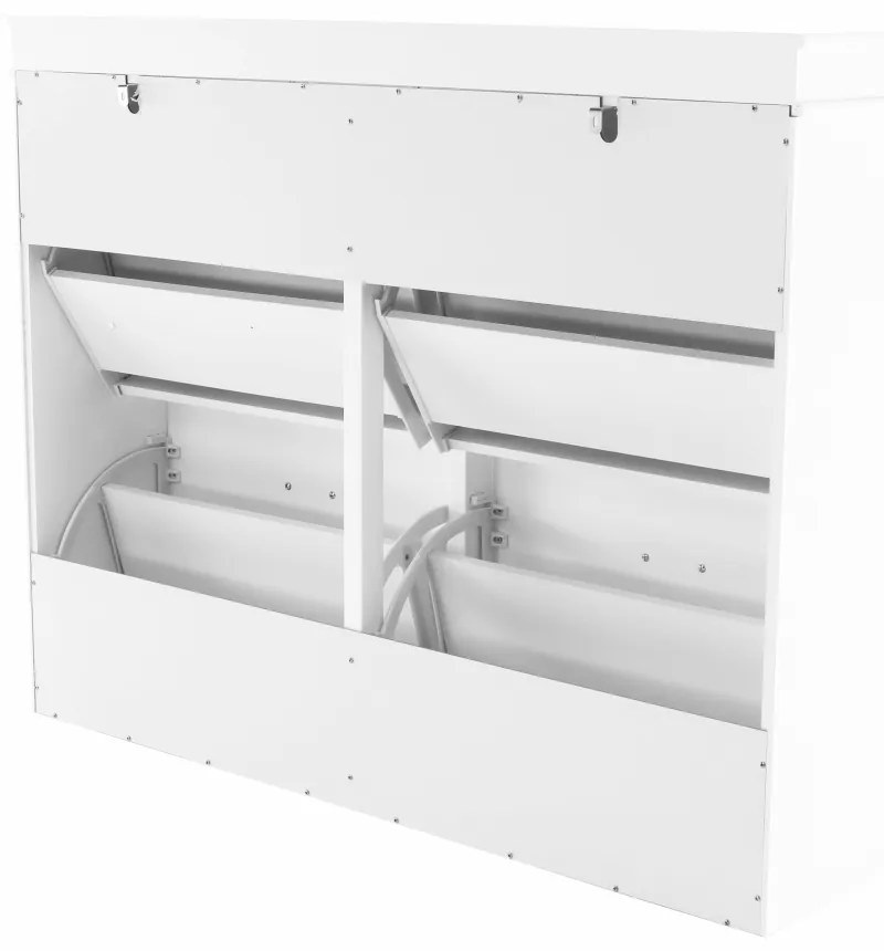 Pantofar, 4 compartimente, alb, mdf alb
