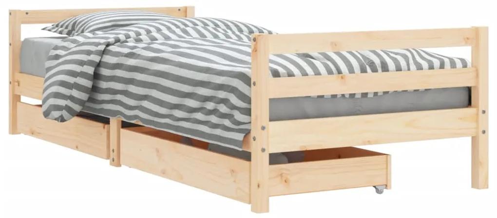 834438 vidaXL Cadru de pat cu sertare de copii, 90x200 cm, lemn masiv pin