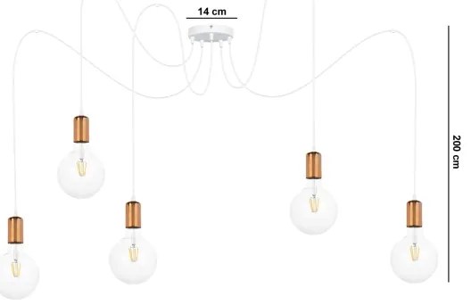 Lustră pe cablu MIROS 5xE27/60W/230V albă/cupru