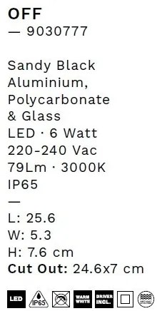 Spot LED incastrabil exterior, ambiental, IP65, OFF L 25,6cm