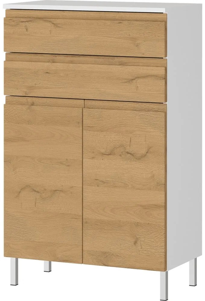Dulap de baie scund alb cu aspect de stejar 60x97 cm Torrance - Germania