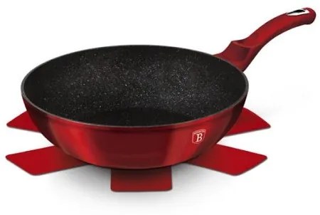 Tigaie Marmorata Wok 28cm Burgundy Metalic Line Berlinger Haus BH 1267n