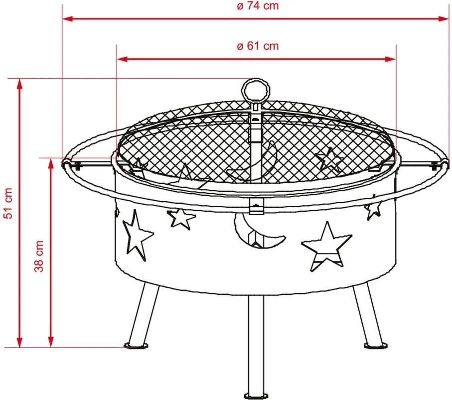 Vatră de grădină cu grătar Avenberg WILDFIRE