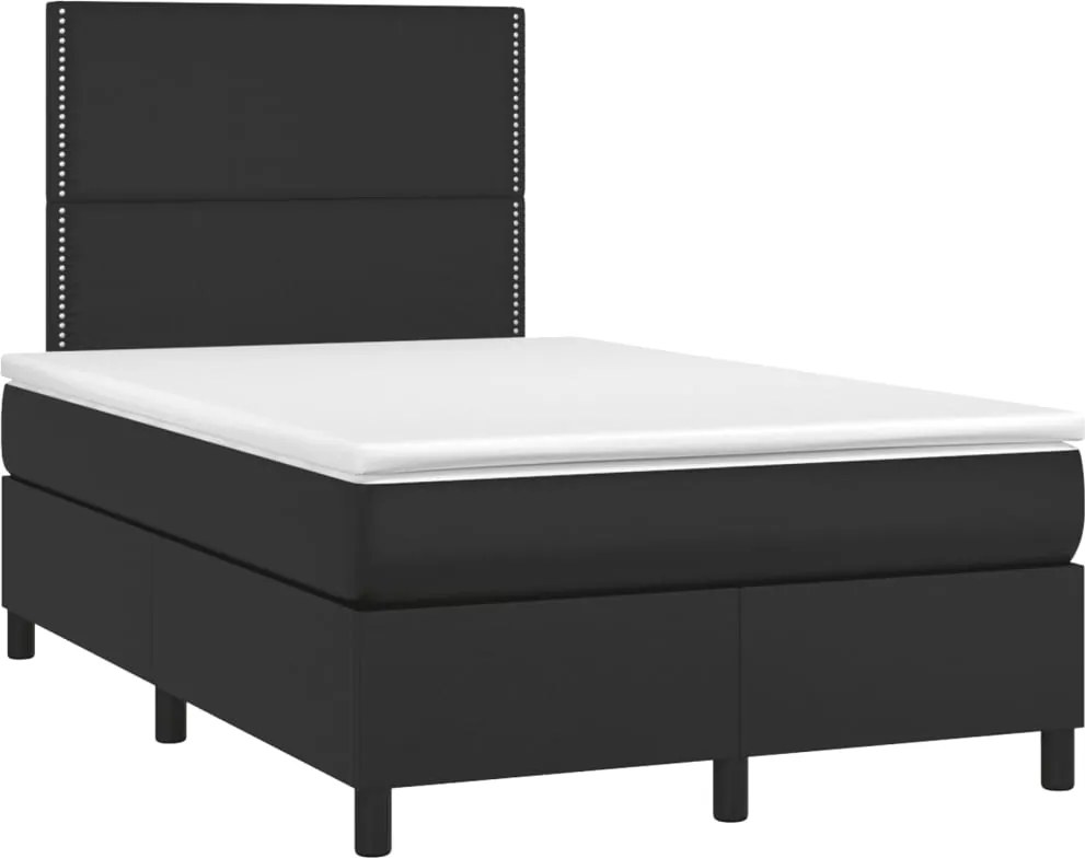 vidaXL Pat box spring cu saltea, negru, 120x190 cm, piele ecologică
