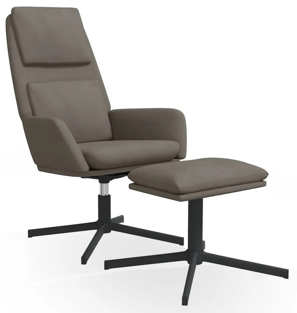 3097798 vidaXL Scaun de relaxare cu taburet, gri deschis, catifea