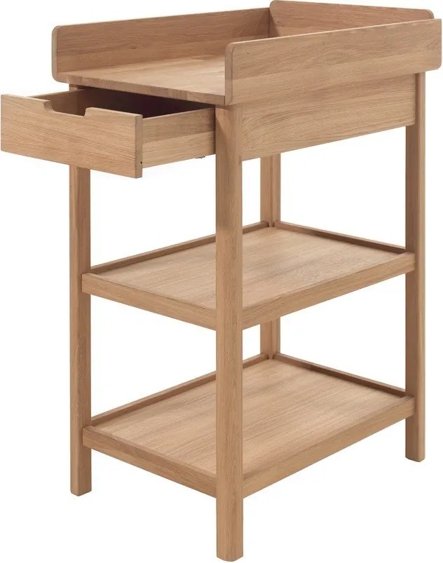 Masă de înfășat în culoare naturală din lemn de stejar cu masă de schimbat Forrest – Vipack