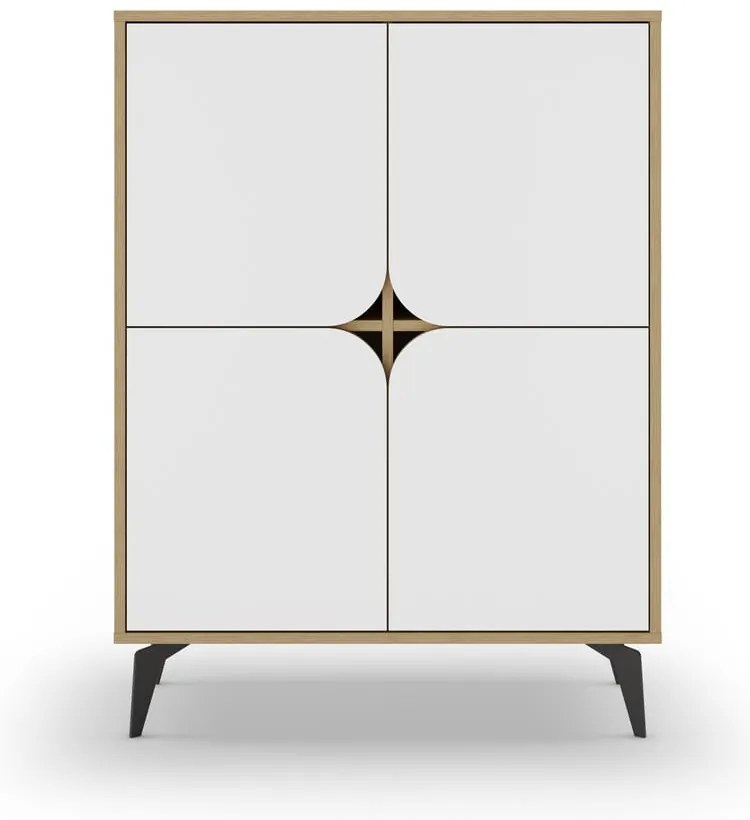 Dulap alb/în culoare naturală cu aspect de lemn de stejar 90x120 cm Nola – Marckeric