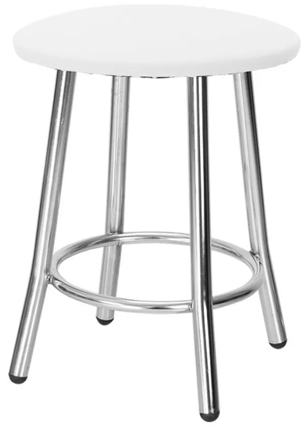 Scaun de tip taburet Teddy Chrome, alb, piele ecologica