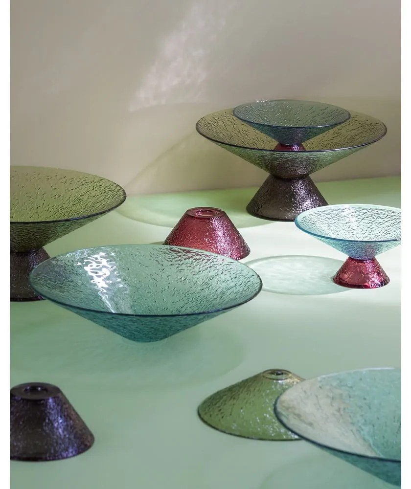 Bol verde/maro pentru fructe din sticlă ø 15 cm Bonbon – Hübsch