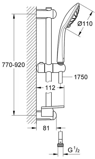 Set de dus cu bara Grohe Euphoria Massage 90 cm antracit periat Hard Graphite