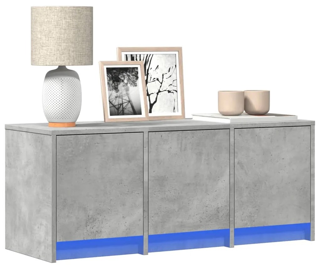 vidaXL Dulap TV cu LED, gri beton, 97x34x40 cm, lemn prelucrat
