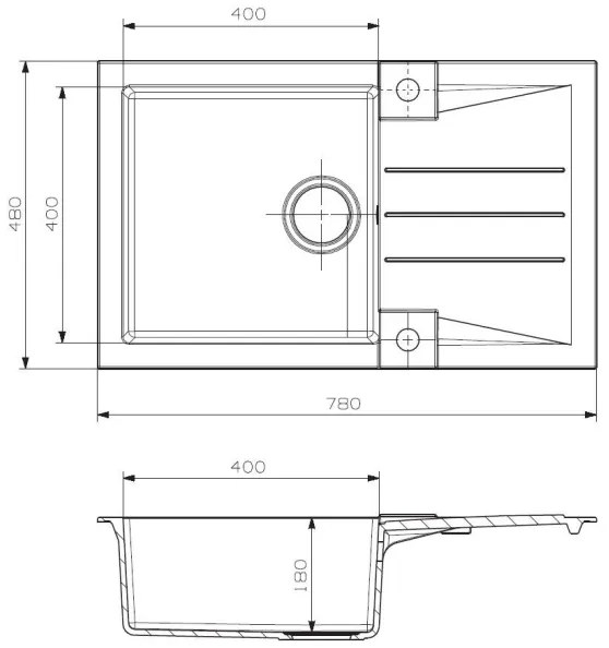 ALVEUS SETA23201 - Chiuvetă de bucătărie ROCK cu baterie pentru chiuvetă MINTAS, 34 cm, granit, negru