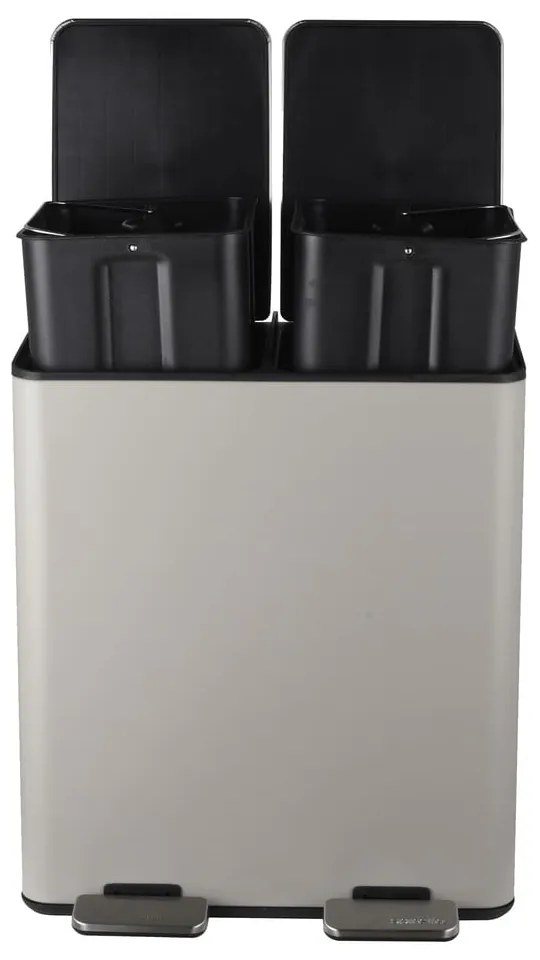Coș de gunoi taupe pentru reciclare/cu pedală 2x20 l din oțel Aliya – Spirella