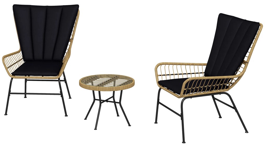 Outsunny Set de bistrou mobilier de balcon, stil Boho, rezistent la intemperii, 76 x 66 x 96 cm, Negru | Aosom Romania