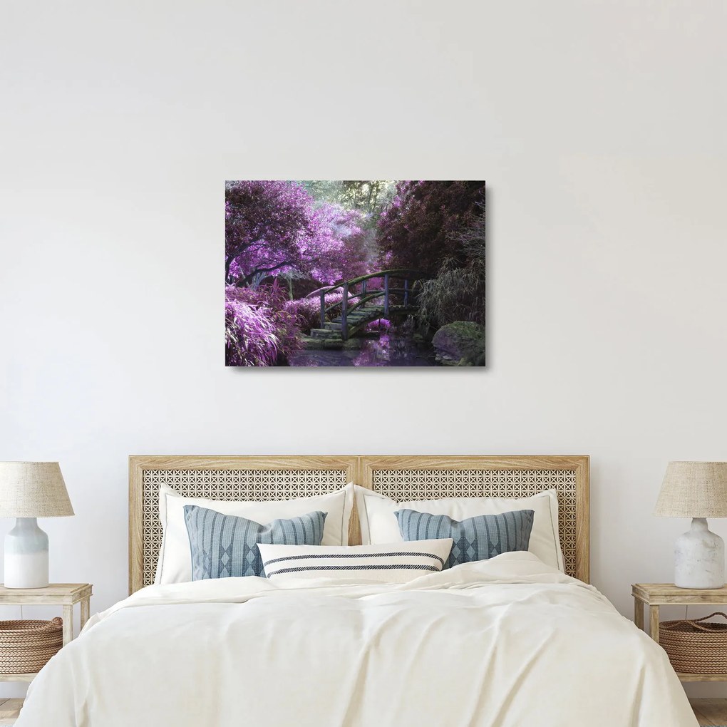 Tablou pe sticlă - copaci violeți (70x50 cm)