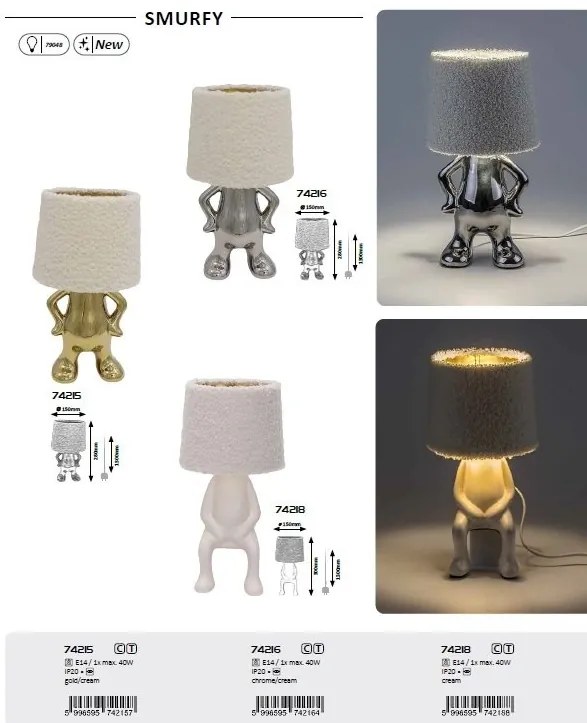 Veioza/Lampa de masa decorativa Smurfy alb/crem