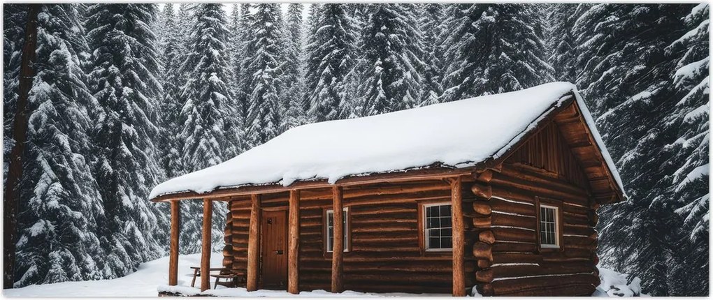 Tablou - Cabană acoperită de zăpadă (120x50 cm)