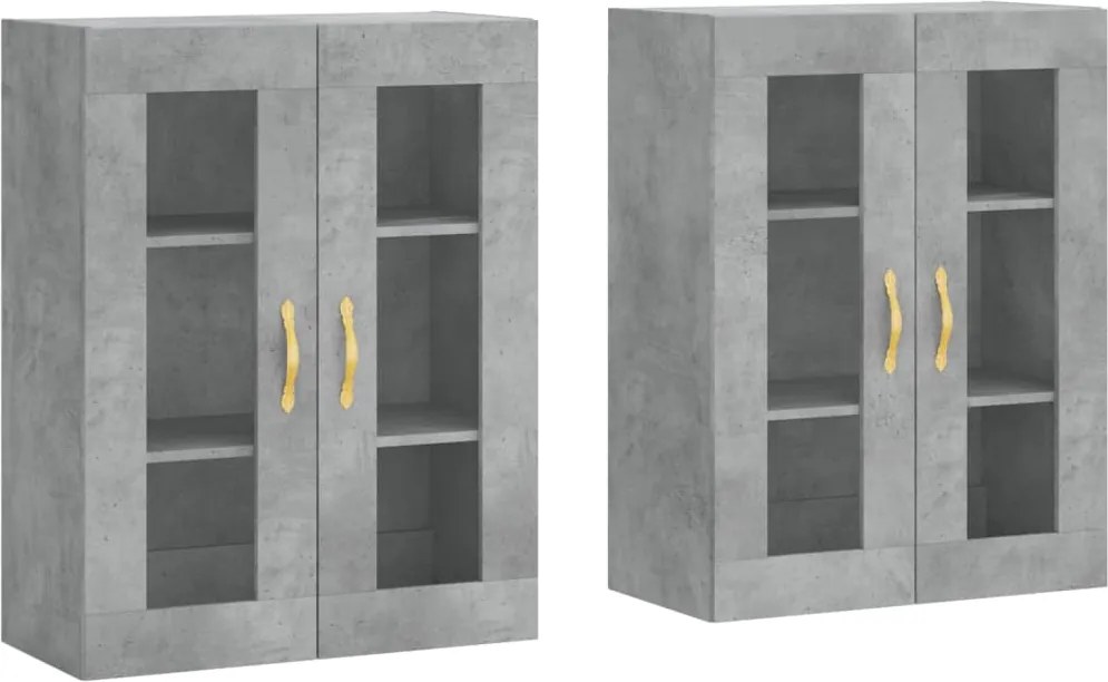 vidaXL Dulapuri de perete, 2 buc., gri beton, lemn prelucrat
