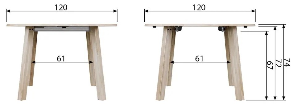 Masă dining extensibilă WOOOD Lange, ⌀ 120 cm