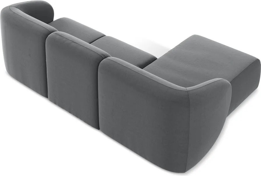 Colțar gri cu tapițerie din catifea (cu colț pe partea stângă/cu șezlong) Lani – Makamii