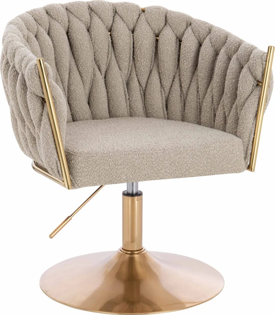 HR750N Scaun Latte Boucle cu Bază Aurie