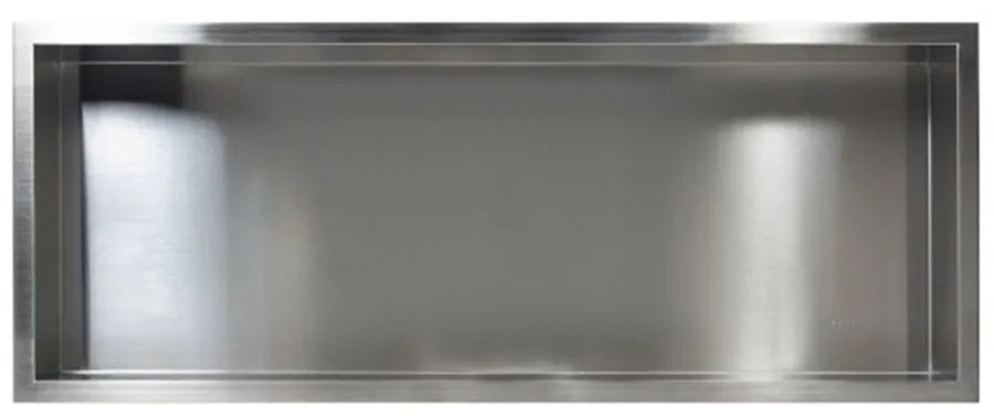 Raft incastrat dreptunghiular Balneo Wall-Box 90x30x7 cm inox periat