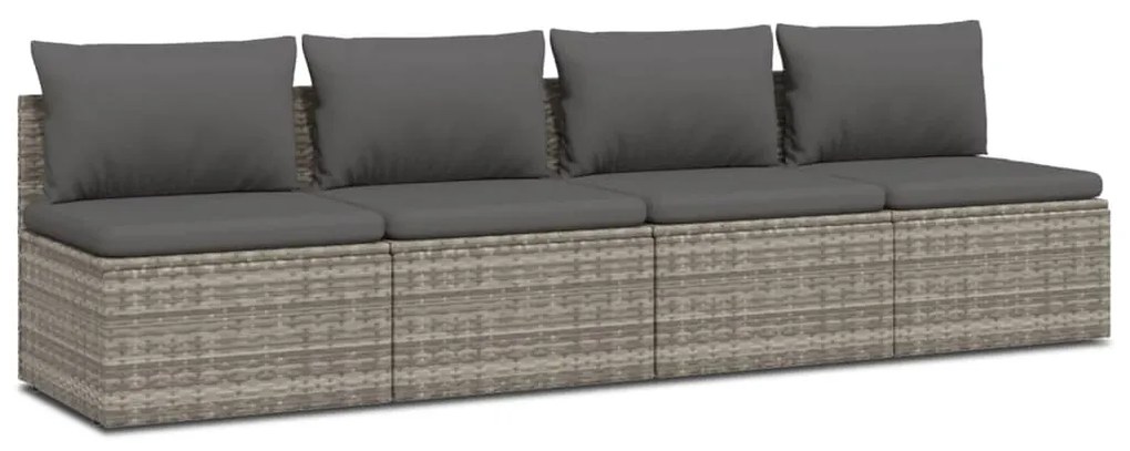 3157369 vidaXL Set mobilier de grădină cu perne, 4 piese, gri, poliratan