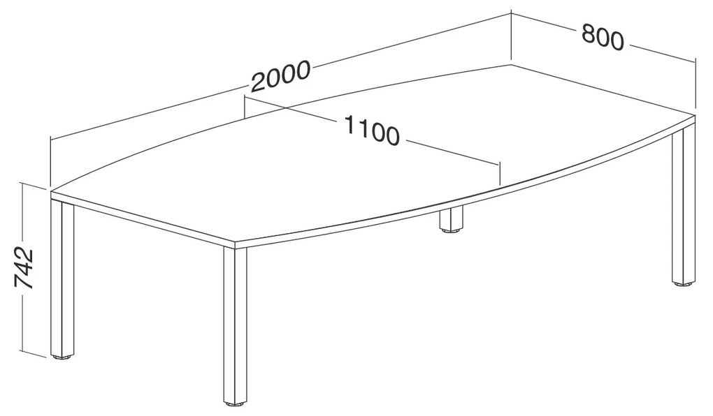 Masa de intalnire ProOffice 200 x 110 cm, nuc