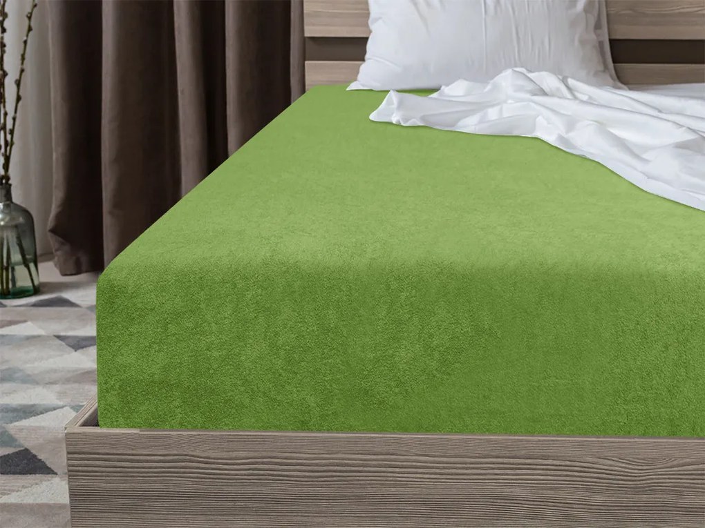 Cearsaf Frotir cu elastic EXCLUSIVE 180 x 200 cm verde