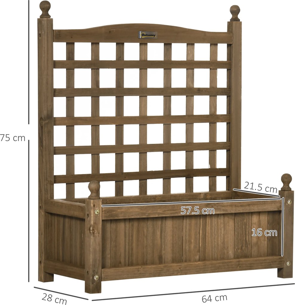 Outsunny Jardinieră cu spalier recipient pentru flori jardinieră pe picior 64 x 28 x 75 cm inserturi de irigare lemn masiv | Aosom Romania