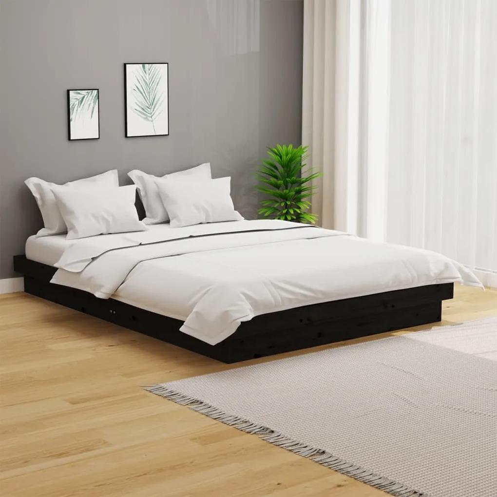 819906 vidaXL Cadru de pat, negru, 120x200 cm, lemn masiv de pin