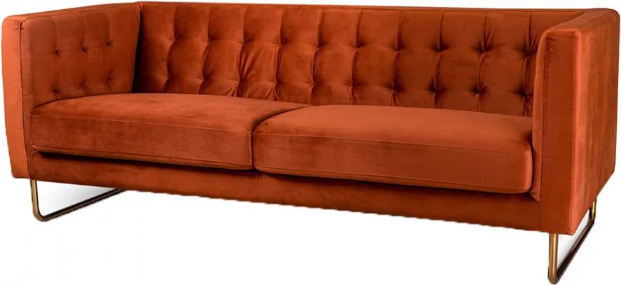Canapea portocalie/aurie din catifea si inox pentru 3 persoane Meno Gilli