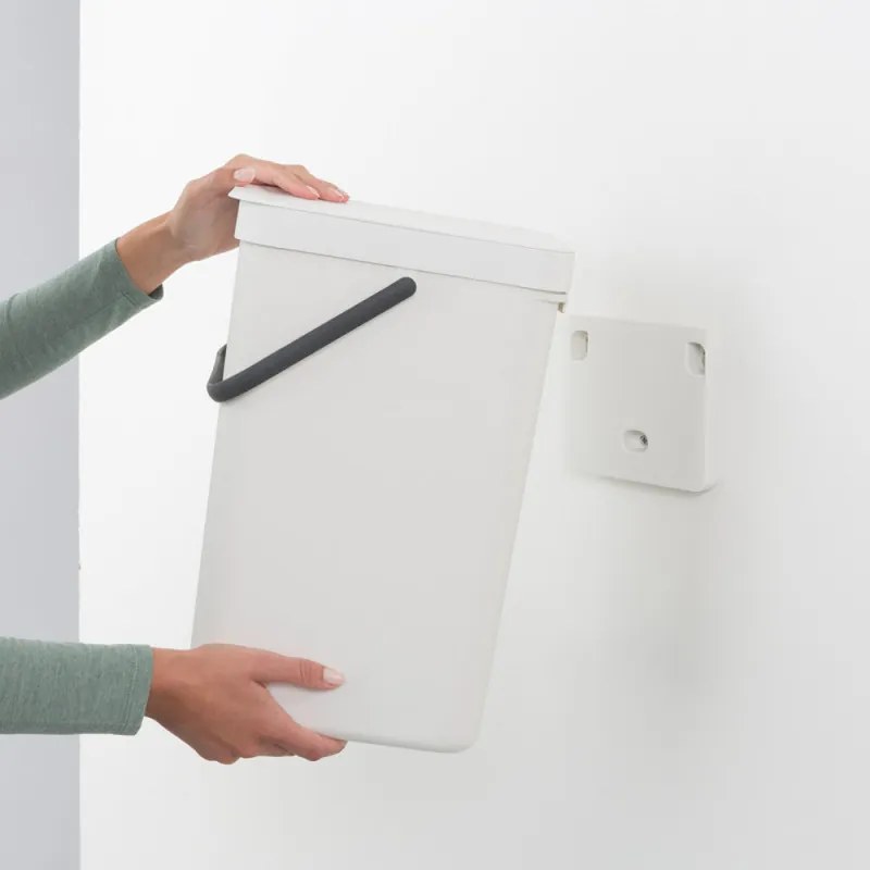 Cos de gunoi colectare selectiva Brabantia Sort&Go 648978, 16 L, Maner, Montabil pe perete, Gri inchis