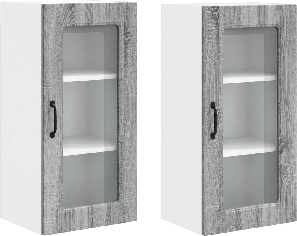 vidaXL Dulap de bucătărie Kalmar 2 pcs Gri Sonoma 40 x 31 x 80 cm