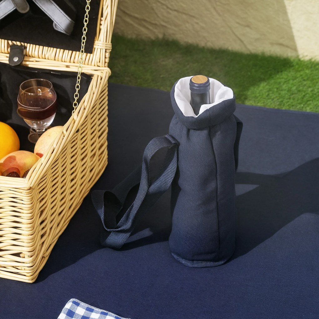 Outsunny Coș de Picnic pentru 4 Persoane cu Zonă Frigorifică și Accesorii 54x34x20 cm | Aosom Romania